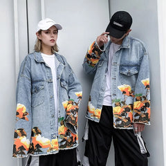 Flower Printed Denim Jacket