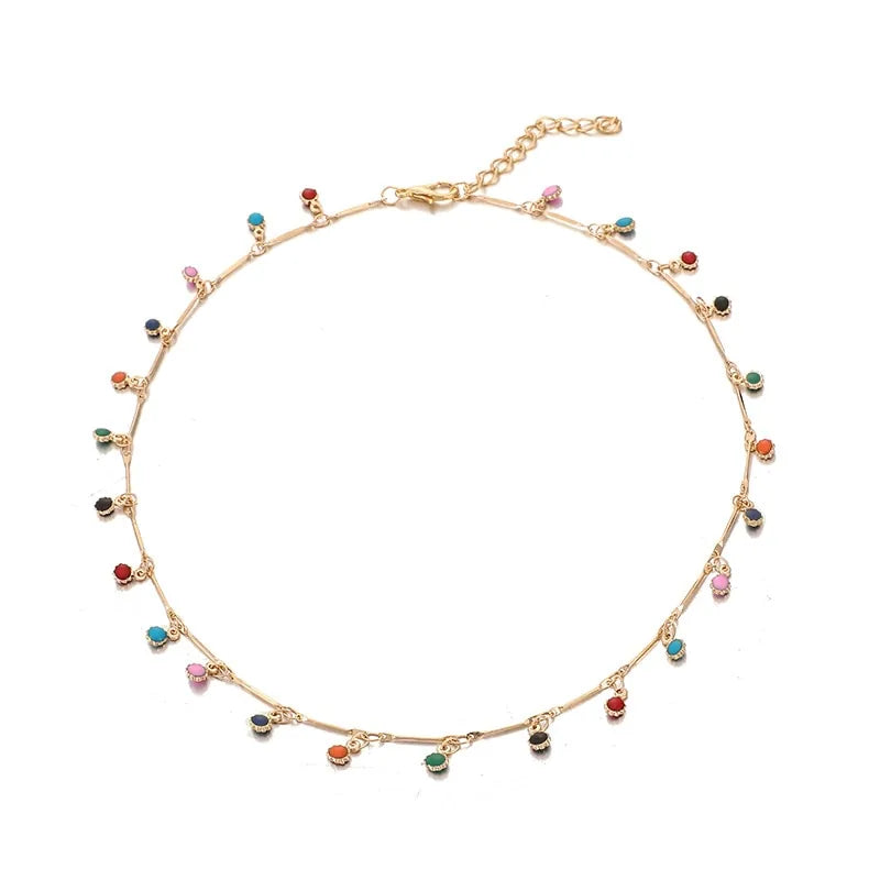 Colorful Stone Chain Necklace for Women