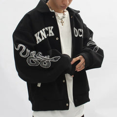 Embroidery Snake Varsity Jacket