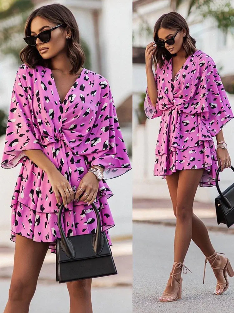 Floral Print High Waist  Mini Dress