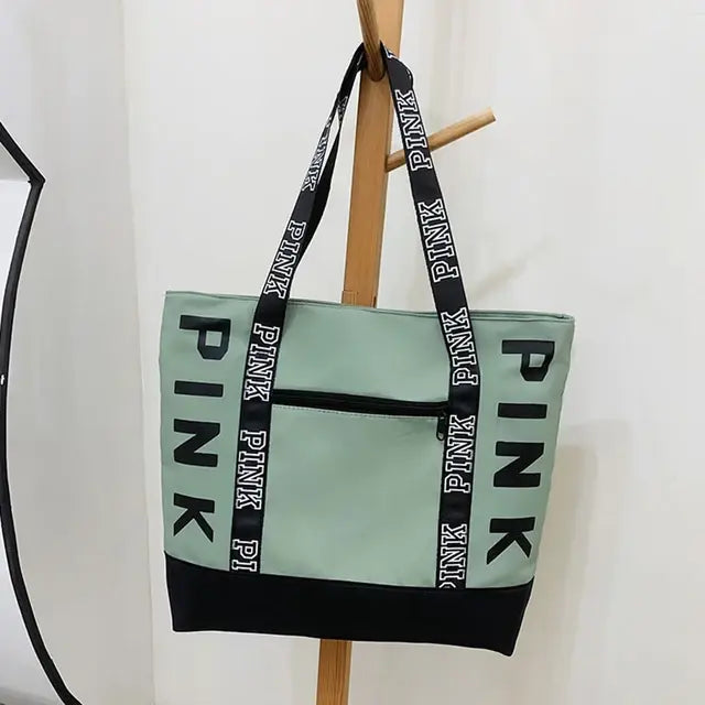 Pink Colorblock Graphic Tote Casual Sporty Chic