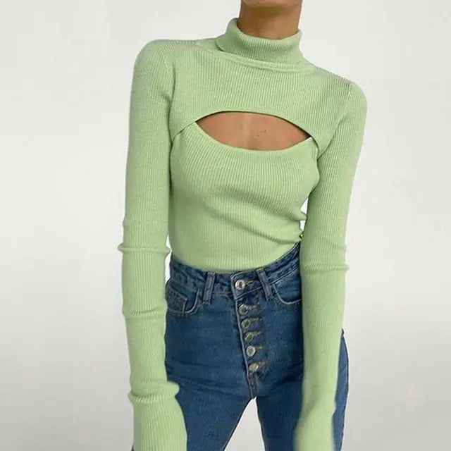 Women's Turtleneck Long Sleeve Vintage Pullover