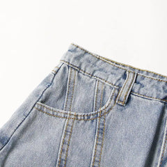 تنورة قصيرة من قماش الدنيم بخصر مرتفع من سيراي