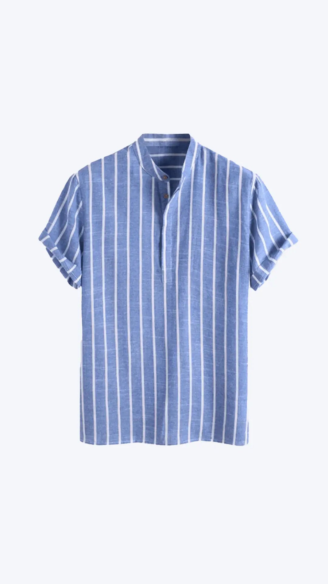 Blue Short Sleeves Striped Shirt