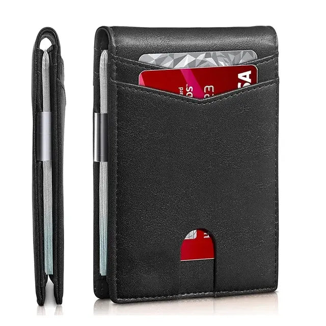محفظة جلدية رفيعة بتقنية RFID