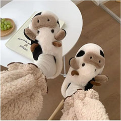 Cozy Cow Print Slippers