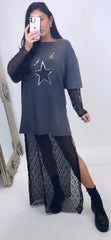 Lace Dress With Acid Wash Tee