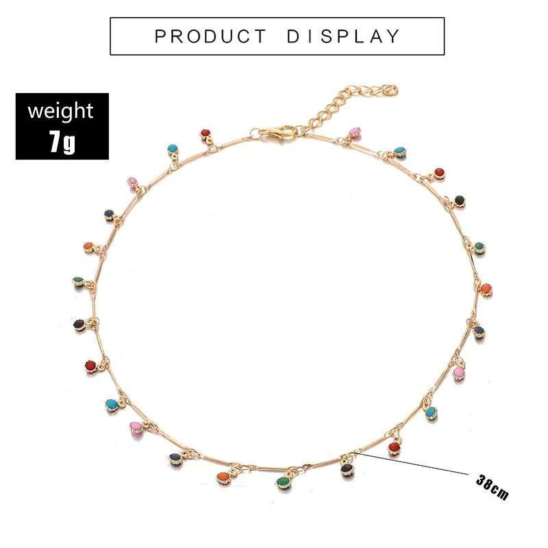 Colorful Stone Chain Necklace for Women