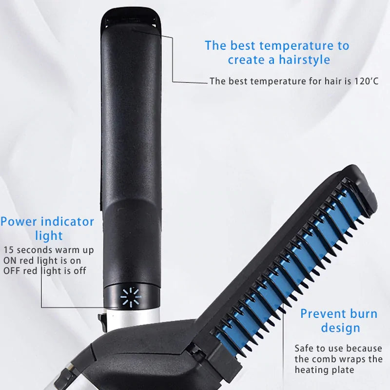 Multifunctional Hair Comb Beard Brush Straightener