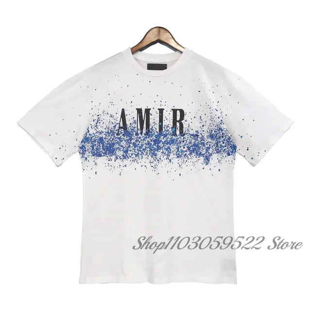 Printed Letters Graffiti Short-Sleeved Cotton T-Shirt