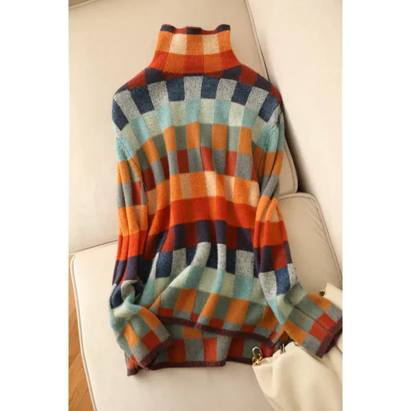 Cashmere Couture Patchwork Turtleneck